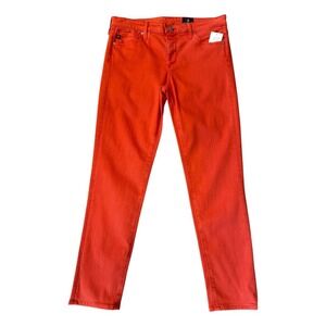 AG Adriano Goldschmied The Prima Crop Mid Rise Cigarette Jeans Red Orange 4 27